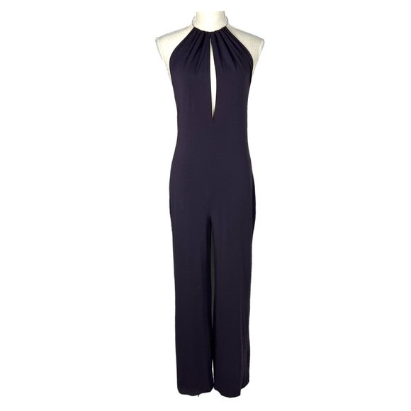 Moda International Warm Purple Choker Neck Open Back Jumpsuit Small - Picture 1 of 11